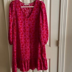 Pink Floral V-Neck Dress